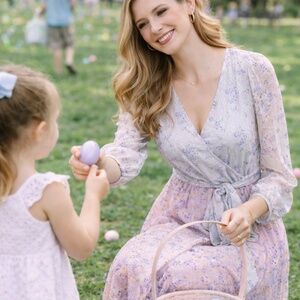 Ann Taylor Floral Wrap Midi Dress Blue Lavender Yellow - Multiple Sizes